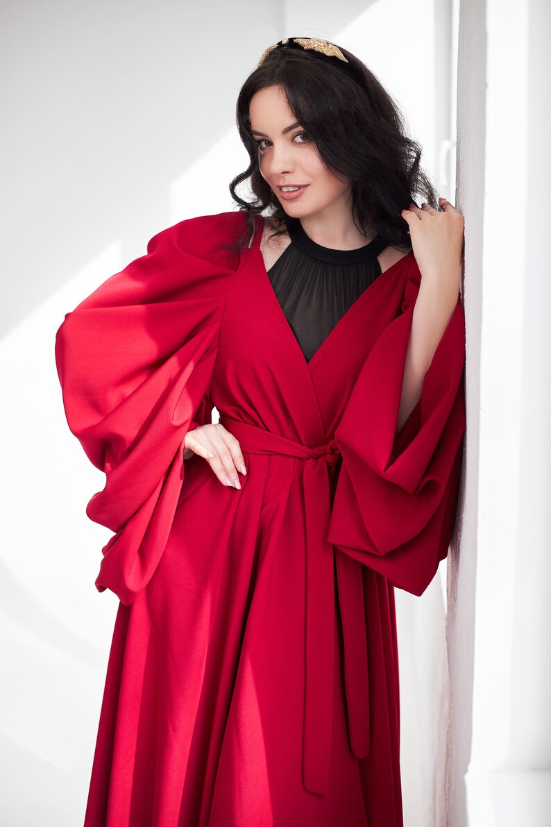 Red Wedding Cloak Chic Bridal Cape and Halloween Costume image 10