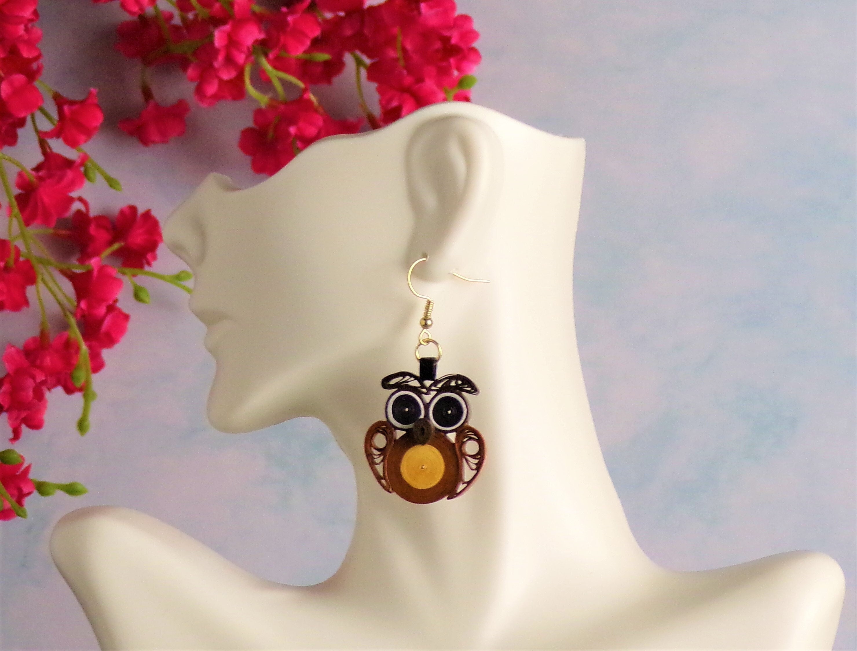Quilled Paper Owl Earrings