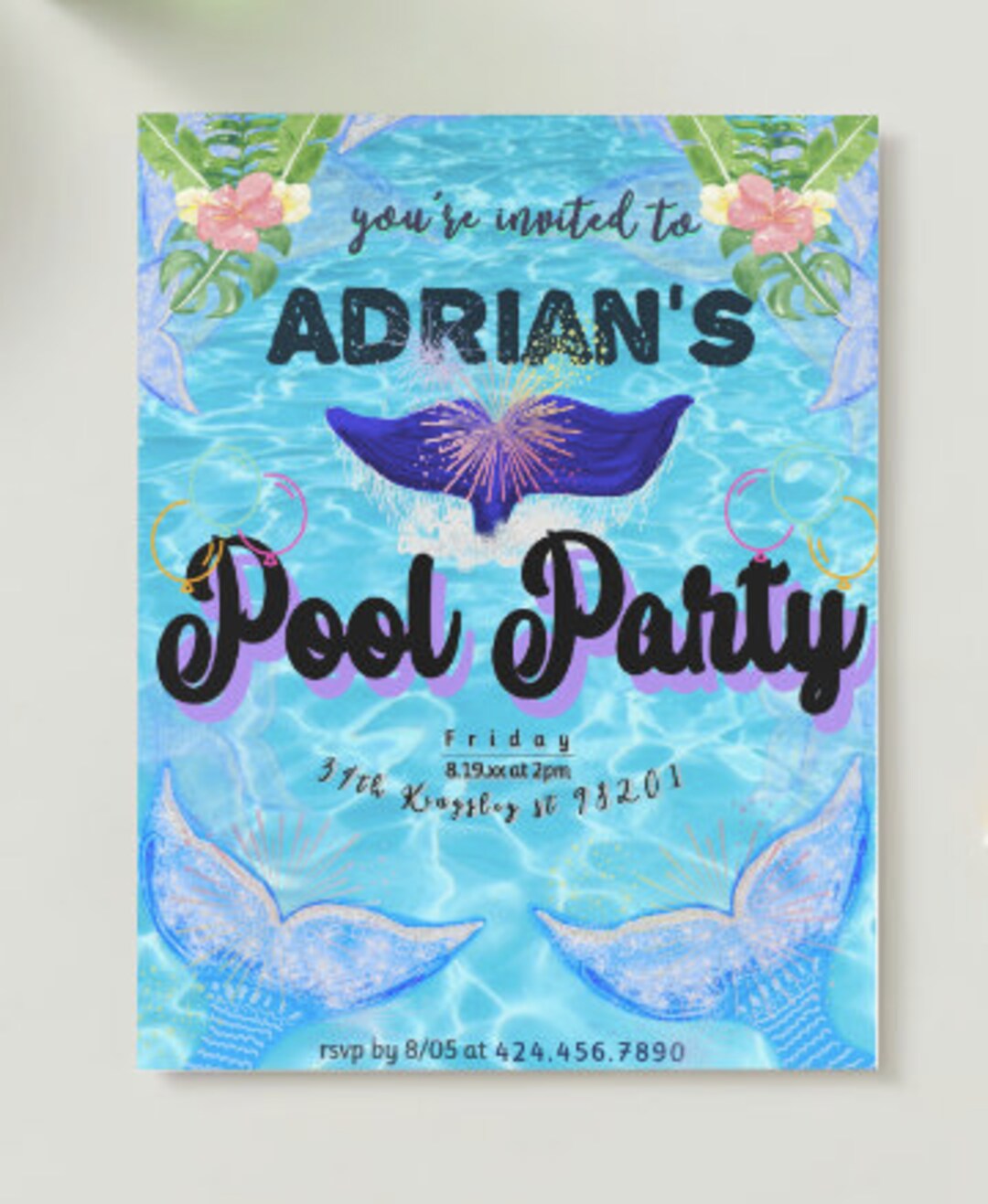 Pool Party Digital Template (CUSTOMIZABLE) - Etsy