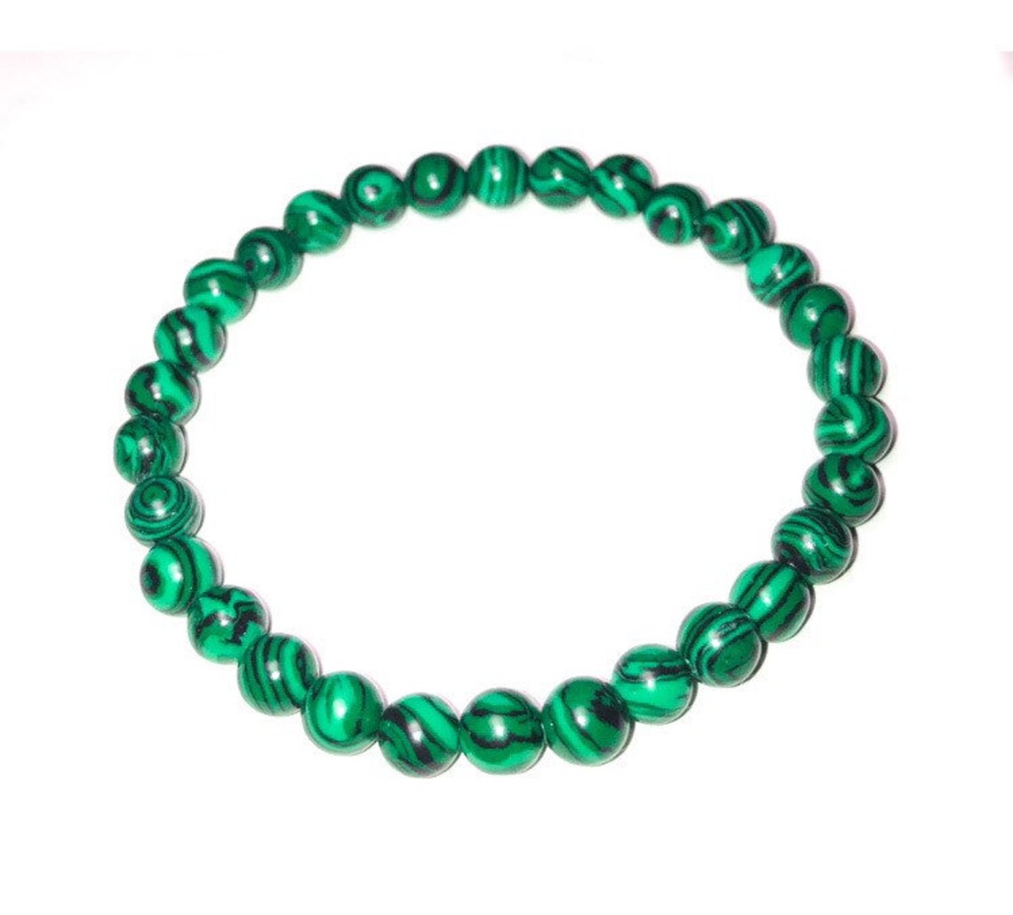 6mm Malachite Classic Stretch Bracelet Plain Crystal Healing Etsy