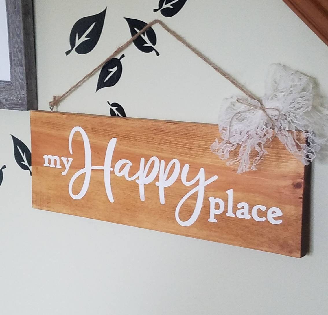 My Happy Place Happy Home Handpainted Sign Home Decor Etsy