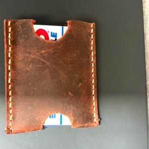 Cartera de cuero minimalista para hombre, hecha a mano, con capacidad para más de 6 tarjetas