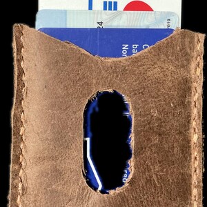 Cartera de cuero para hombre, minimalista, hecha a mano, versión liviana, capacidad para 3 o 4 tarjetas