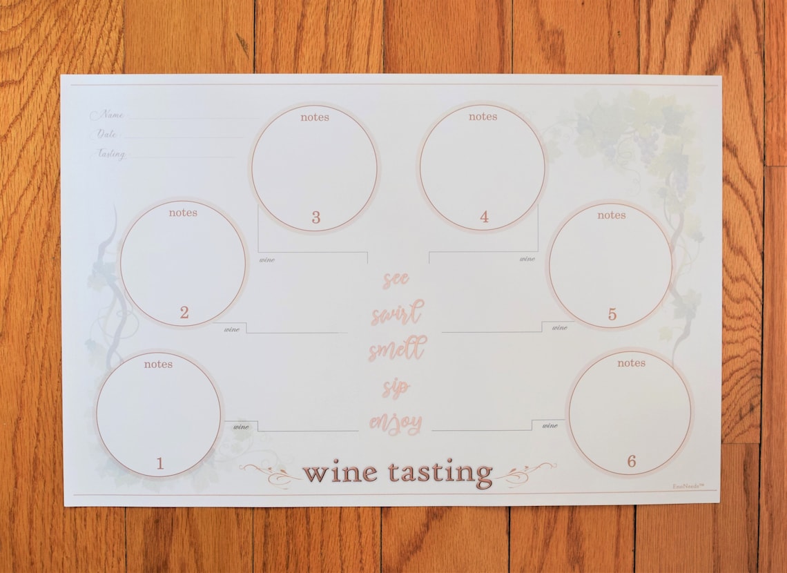 Wine Tasting Mat for 6 glasses Classic Style Etsy