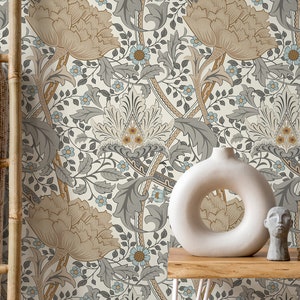 Floral Art Nouveau Wallpaper / Peel and Stick Wallpaper Removable Wallpaper Home Decor Wall Art Wall Decor Room Decor C992 image 1