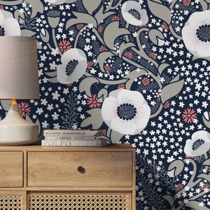 Ornamental Flowers Wallpaper - Removable Wallpaper Peel and Stick Wallpaper Wall Paper - X033