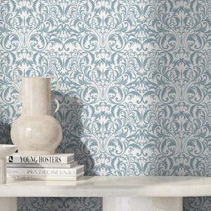 Victorian Blue Floral Wallpaper - D365