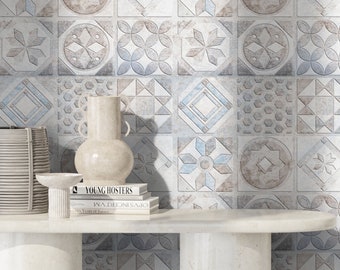 Removable Wallpaper Peel and Stick Wallpaper Wall Paper Wall Mural - Portuguese Azulejos Tile Wallpaper - A556