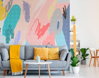 Removable Wallpaper Peel and Stick Wallpaper Wall Paper Wall Mural - Abstract Pop Wallpaper - Pastel Colors - B504