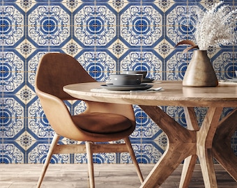 Removable Wallpaper Peel and Stick Wallpaper Wall Paper Wall Mural - Portuguese Azulejos Tile Wallpaper - A417
