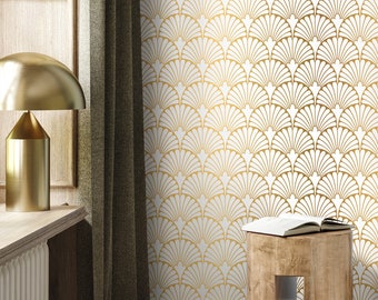 Removable Wallpaper Peel and Stick Wallpaper Wall Paper Wall Mural - Art Deco Non-Metallic Gold Wallpaper - A931