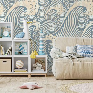 Abnehmbare Tapete Peel and Stick Wallpaper Wall Paper - Waves Wallpaper - A464