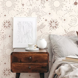 Mystique and Celestial Wallpaper Removable  Peel and Stick Wallpaper, Peel and Stick Wallpaper  Moon and Butterfly - ZAAV