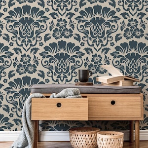 Elegant Damask Floral Wallpaper - D217