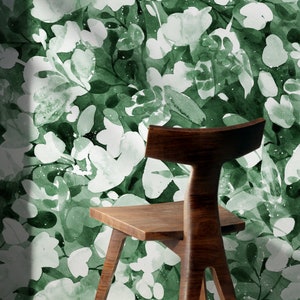 Wallpaper Peel and Stick Wallpaper Removable Wallpaper Home Decor Wall Art Wall Decor Room Decor /  Green Watercolor Wallpaper - X152
