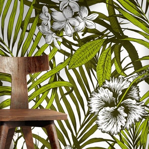 Removable Wallpaper Peel and Stick Wallpaper Wall Paper Wall Mural - Colorful Tropical Leaves Wallpaper - B420