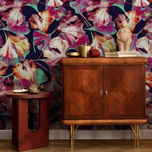 Modern Floral Wallpaper Colorful Wallpaper Peel and Stick and Traditional Wallpaper - B017