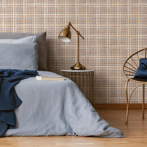 Boho Tartan Wallpaper / Peel and Stick Wallpaper Removable Wallpaper Home Decor Wall Art Wall Decor Room Decor - D015
