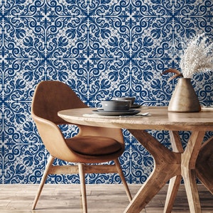 Removable Wallpaper Peel and Stick Wallpaper Wall Paper Wall Mural - Portuguese Azulejos Tile Wallpaper - A549