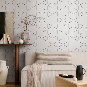 Abnehmbare Tapete Schälen und aufkleben Wandpapier Wandbild - Schwarz und Weiß Minimal Tapete - B154