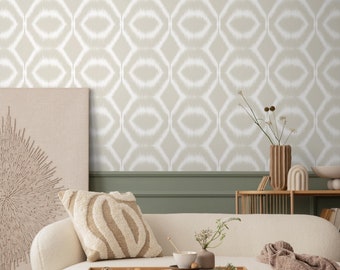 Beige Abstract Mid-Century Wallpaper / Peel and Stick Wallpaper Removable Wallpaper Home Decor Wall Art Wall Decor Room Decor - C747
