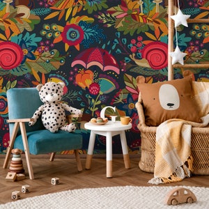 Tapete Schälen und Stick Tapete Abnehmbare Tapete Wohnkultur Wandkunst Wanddekor Raumdekor / Bunte Blumen- und Blättertapete -B399