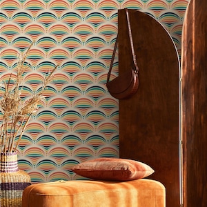Wallpaper Peel and Stick Wallpaper Removable Wallpaper Home Decor Wall Decor Room Decor / Colorful Mid Century Retro Wallpaper - B425
