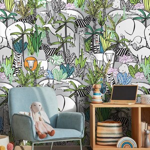 Removable Wallpaper Peel and Stick Wallpaper Wall Paper Wall Mural - Into the Wild Wallpaper Nursery Wallpaper - A525