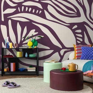 Purple Abstract Art Wallpaper Large Modern Wallpaper Peel and Stick and Traditional Wallpaper - D626