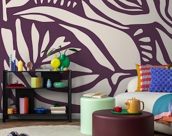 Purple Abstract Art Wallpaper Large Modern Wallpaper Peel and Stick and Traditional Wallpaper - D626