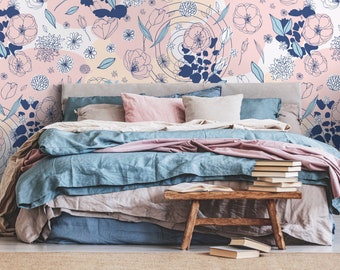 Home Decor Wallpaper Peel and Stick Wallpaper Removable Wallpaper Wall Art Wall Decor Room Decor/ Cute Floral Wallpaper- B385