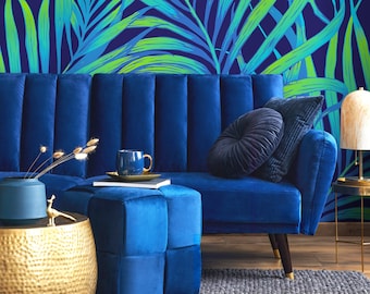Wallpaper Peel and Stick Wallpaper Removable Wallpaper Home Decor Wall Decor Room Decor / Cool Neon Tropical Leaves Wallpaper - B378