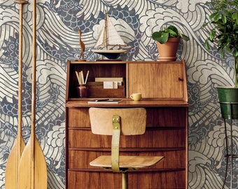 Dragon Waves Wallpaper - Removable Wallpaper Peel and Stick Wallpaper Wall Paper - B257