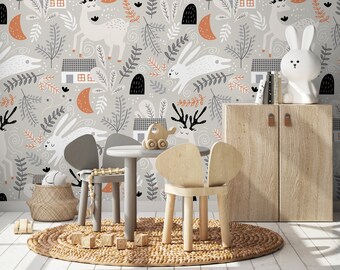 Wallpaper Peel and Stick Wallpaper Removable Wallpaper Home Decor Wall Art Wall Decor Room Decor / Cute Animal Nursery Wallpaper - A508