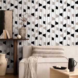 Abnehmbare Tapete Schälen und aufkleben Tapete Wandbild - Geometrische Schwarz und Weiß Tapete - C301