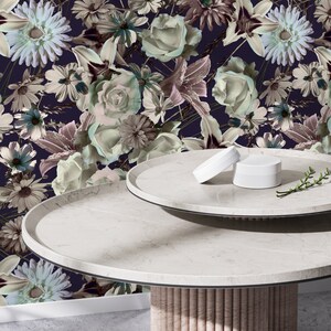 Removable Wallpaper Peel and Stick Wallpaper Wall Paper Wall Mural -  Bohemian Floral Wallpaper - B558