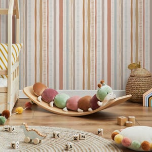 Pastel Striped Wallpaper Abstract Wallpaper Peel and Stick and Traditional Wallpaper - D834