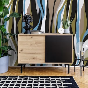 Unique Abstract Waves Wallpaper Maximalist Wallpaper Peel and Stick and Traditional Wallpaper - D612