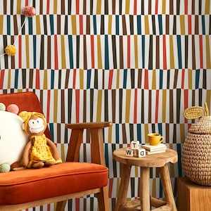 Colorful Mid Century Wallpaper Geometric Wallpaper Peel and Stick and Traditional Wallpaper - D852
