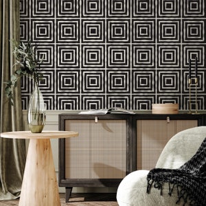 Wallpaper Peel and Stick Wallpaper Removable Wallpaper Home Decor Wall Art Wall Decor Room Decor / Black Geometric Wallpaper - C315