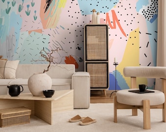 Removable Wallpaper Peel and Stick Wallpaper Wall Paper Wall Mural - Abstract Pop Wallpaper  - A521