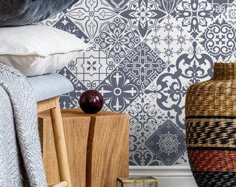 Removable Wallpaper Peel and Stick Wallpaper Wall Paper Wall Mural - Portuguese Azulejos Tile Wallpaper - A555