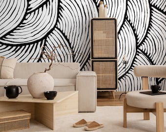 Removable Wallpaper Peel and Stick Wallpaper Wall Paper Wall Mural - Black and White Wallpaper - A435