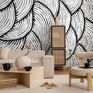 Abnehmbare Tapete Schälen und Stick Tapete Wandpapier Wandbild - Schwarz und Weiß Tapete - A435