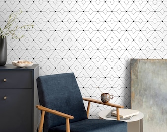 Wallpaper Peel and Stick Wallpaper Removable Wallpaper Home Decor Wall Art Wall Decor Room Decor / Black Geometric Modern Wallpaper - B106