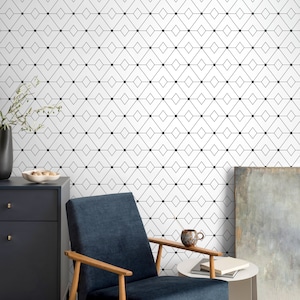Modern Black and White Wallpaper Minimalist Wallpaper Peel and Stick and Traditional Wallpaper - B106