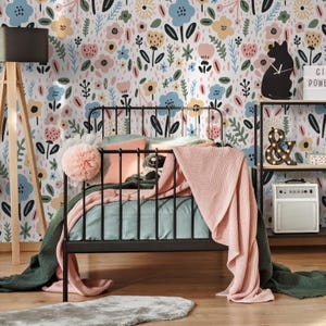 Cute Flower Wallpaper / Peel and Stick Wallpaper Removable Wallpaper Home Decor Wall Art Wall Decor Room Decor - D392
