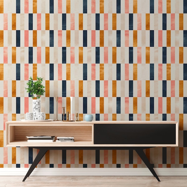 Removable Wallpaper Peel and Stick Wallpaper Wall Paper Wall Mural - Geometric Rectangles Wallpaper - A375
