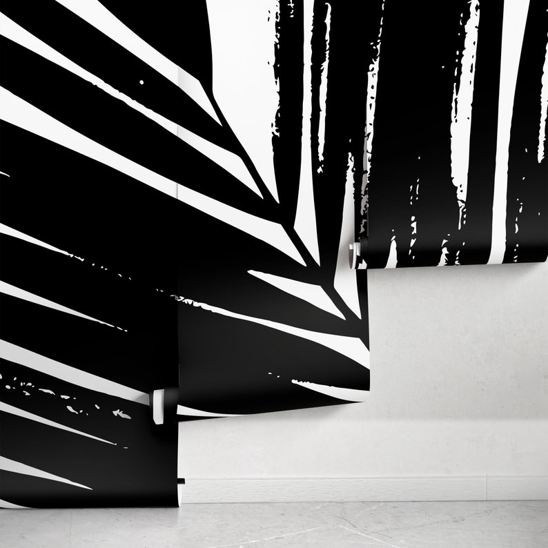 Black and White Leaves Wallpaper - Removable Wallpaper Peel and Stick ...