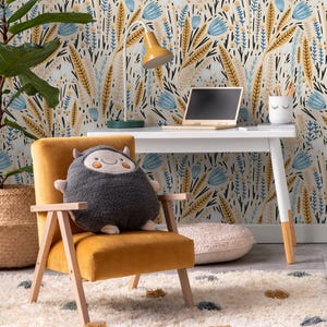 Cute Scandinavian Floral Wallpaper / Peel and Stick Wallpaper Removable Wallpaper Home Decor Wall Art Wall Decor Room Decor - D397